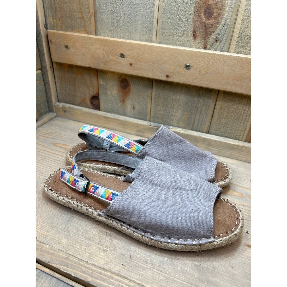 Toms Womens Size 10 Espadrille Sandals With Adjustable Strap & Multicolor Patter